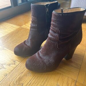 Frye fur high heel booties
